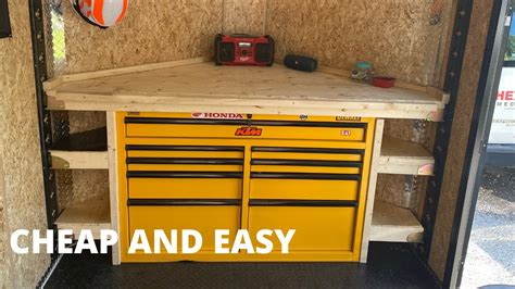 DIY enclosed trailer shelf with tool chest - YouTube