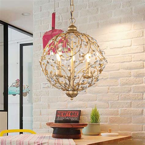 Garwarm Vintage Chandelier 3 lights Antique Pendant light Home Ceiling ...