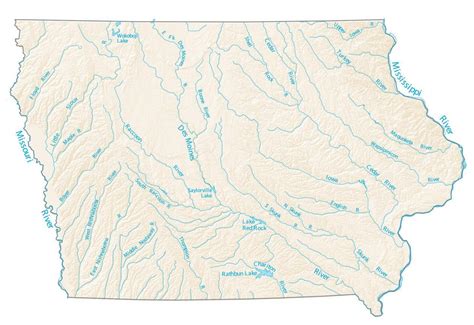 Iowa Lakes and Rivers Map - GIS Geography