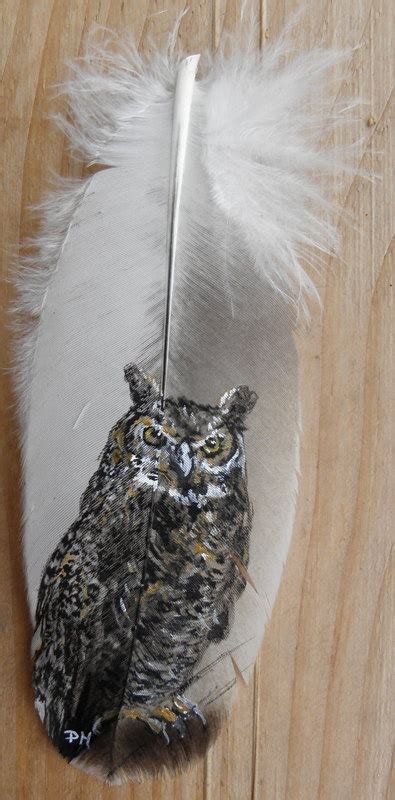 Great Horned Owl Hand Painted Feather Framed by patmorrisartist, $35.00 | Feather painting ...