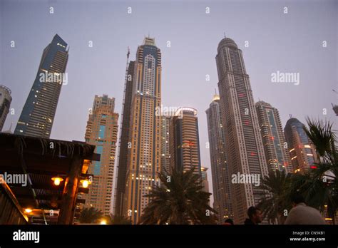 Skyscrapers at night, Dubai Marina, Dubai, United Arab Emirates Stock Photo - Alamy