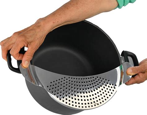 Colanders Home HOME-X Stainless Steel Pot Strainer with Recessed Grips ...