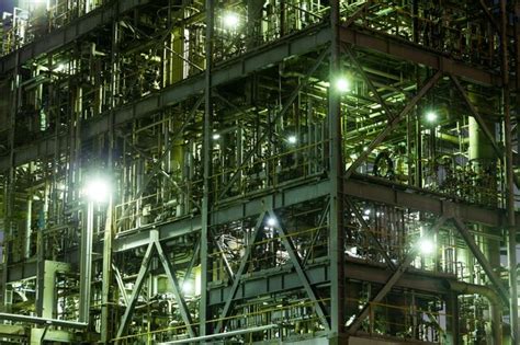 Premium Photo | Steelworks industrial building at night