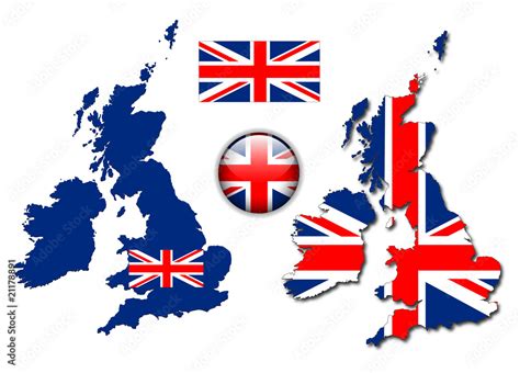 England UK flag, map, button vector set Stock Vector | Adobe Stock