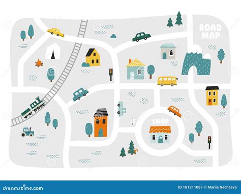 Illustrated Town Map Town Map Road Map Design Map Design | Images and Photos finder