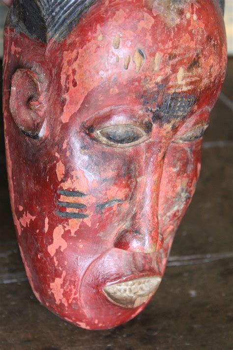 African Painted Red Baule Tribe Mask From the Cote | Etsy