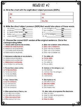 Spanish Direct Object Pronouns Worksheet or Quiz by La Profe Plotts