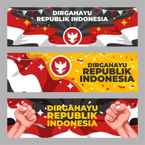 Hari Kemerdekaan Indonesia Banner Set 7395739 Vector Art at Vecteezy