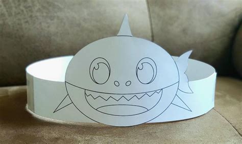 Baby Shark Coloring Printable Paper Crown Crown Crown | Etsy Toddler Crafts, Crafts For Kids ...