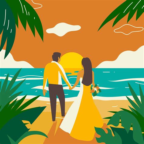 Beach Wedding Sunset Vector 216078 Vector Art at Vecteezy