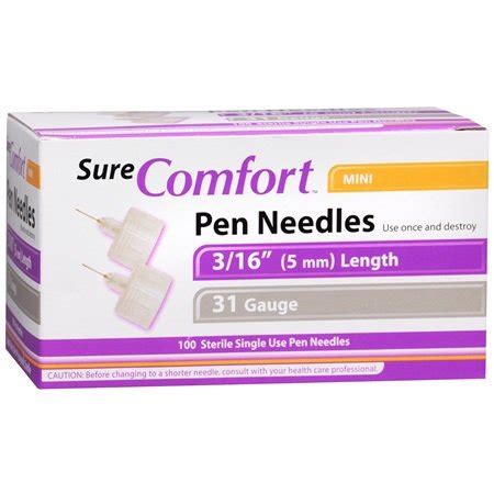 Sure Comfort Pen Needles 31G 3/16" 5mm (100 ct)