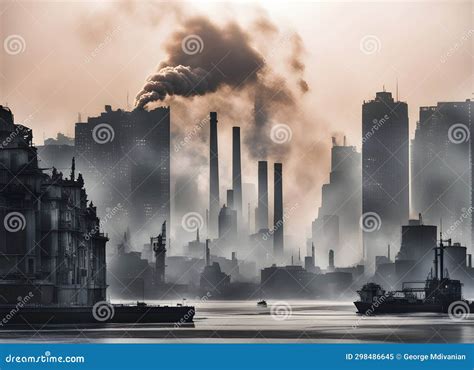 Heavy Pollution in the City Stock Illustration - Illustration of ...