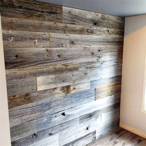 Today's feature wall install - reclaimed grey barn board with a hint of ...