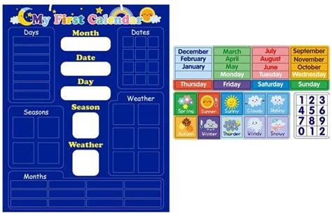 My First Calendar - Kids Magnetic Calendar Kit - Learn Days,Month ...