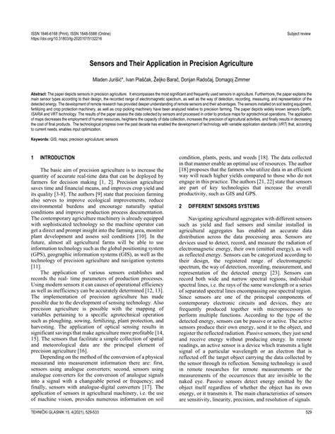 (PDF) Sensors and Their Application in Precision Agriculture