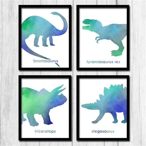 Watercolor Print Dinosaur Wall Art Digital Download Watercolor Art Kids ...