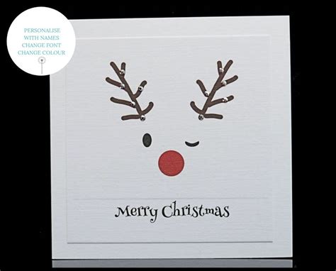 Personalised Christmas Card Custom Xmas Cards Reindeer Card | Etsy | Custom christmas cards ...