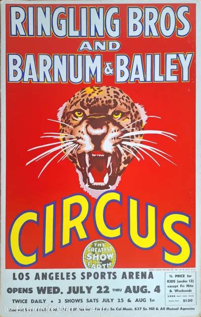 ORIGINAL 1960 RINGLING BROS BARNUM & BAILEY CIRCUS Poster - LA Sports ...