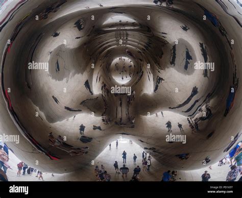 Cloud Gate reflections. Millennium Park, Chicago, Illinois Stock Photo ...