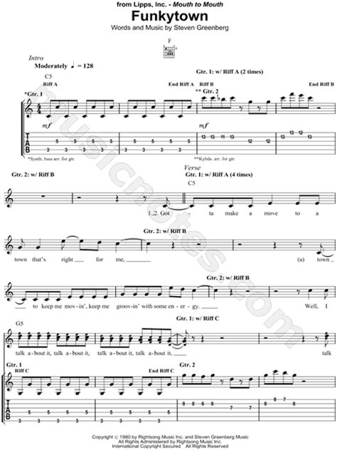 Funky Town Guitar Chords