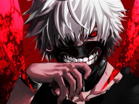 Wallpaper : face, illustration, anime, red, mask, Kaneki Ken, Tokyo Ghoul, demon, ART, fictional ...