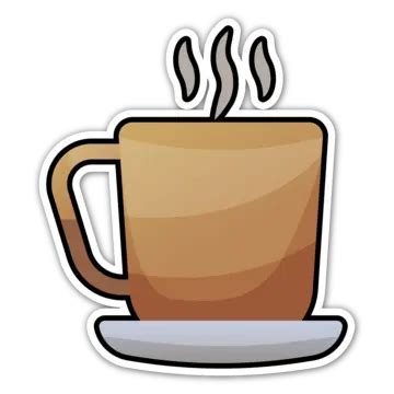 Cartoon Sticker Coffee Mug Vector Illustration, Coffee, Mug, Sticker PNG and Vector with ...