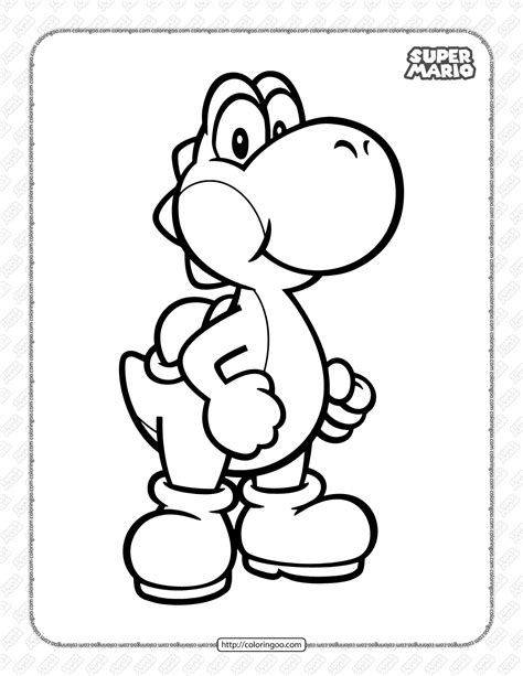 Super Mario Bros Coloring Pages | Free Super Mario Yoshi Coloring Page