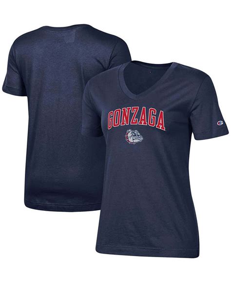 Champion Women's Navy Gonzaga Bulldogs University Arch Logo V-Neck T ...