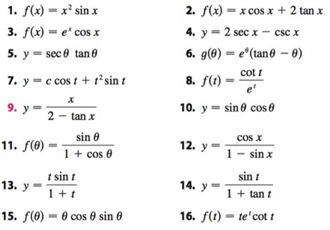 Derivative Of Trigonometric Functions Worksheet - Escolagersonalvesgui