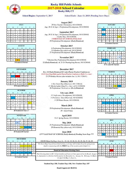 Rocky Hill Public Schools Calendar 2024 - Schoolcalendars.net