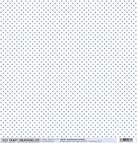 5 Sheets 12" x 12" Bright Blue Polka Dot Pattern On White - 2mm Diameter Dots - Craft Creations ...