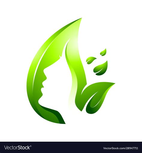 Green leaf skin care logo Royalty Free Vector Image