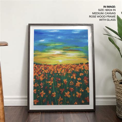 Sunrise on flower field painting - Wall Art, Hanging Wall Decor, Home ...