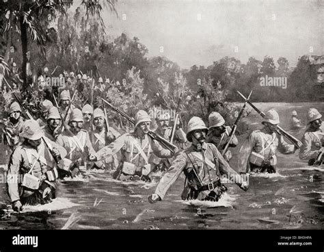 The Battle of Modder River during the Second Boer War. The Argyle and Sutherland Highlanders ...