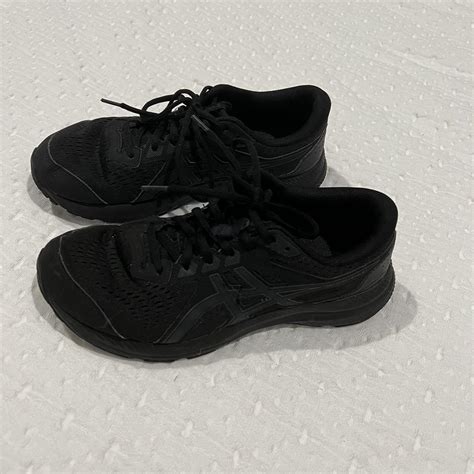 All Black ASICS running sneakers Women’s Size 9... - Depop