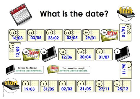 Dates_Game board: English ESL worksheets pdf & doc