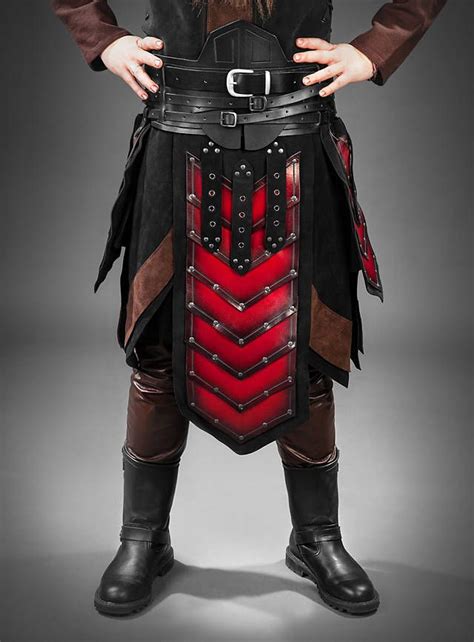 Armour Belt - Dwarf - Colour: Black / Red Black / Red | Leather armor ...