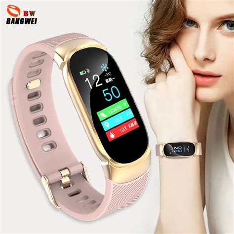 BANGWEI Smart Watch Women Sport Watch Blood pressure heart rate Fitness tracker Waterproof Watch ...