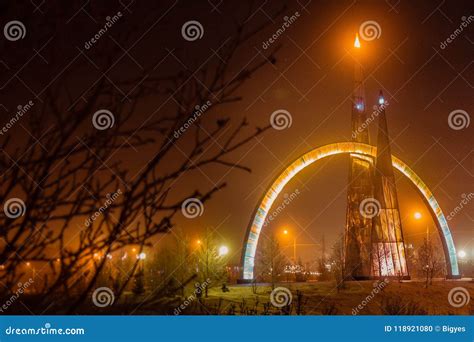 The Monument of the Crossing of the Arctic Circle Stock Photo - Image ...