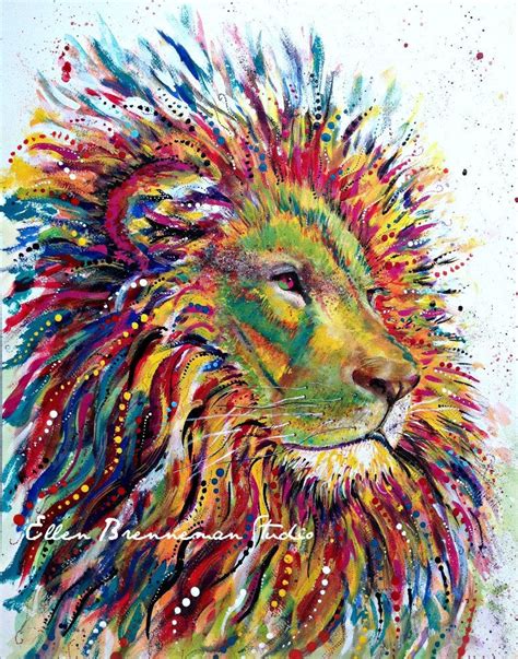 Lion Spirit Animal Art, Lion Totem, Colorful Lion Art Print - Etsy ...