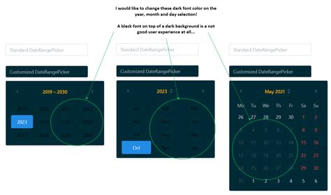 Dash Mantine Components - Style API on DateRangePicker to change font color - Dash Python ...