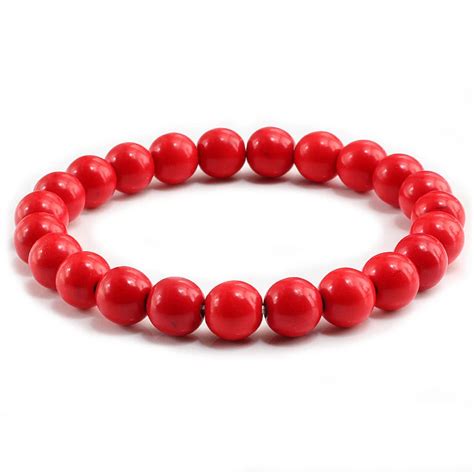 New Trendy Red Beaded Bracelets For Women Natural Stone Strand Distance ...