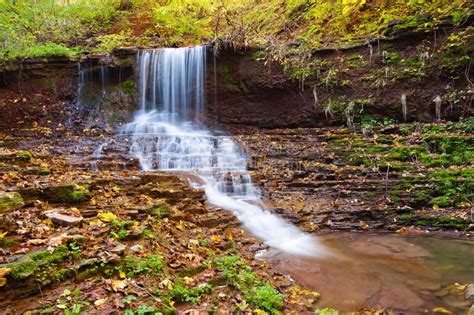 Beautiful Waterfall on a Mountain Stream in the Woods Stock Photo ...