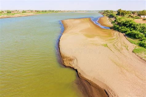 View at Blue Nile River from the Bridge in Wad Madani Stock Photo ...