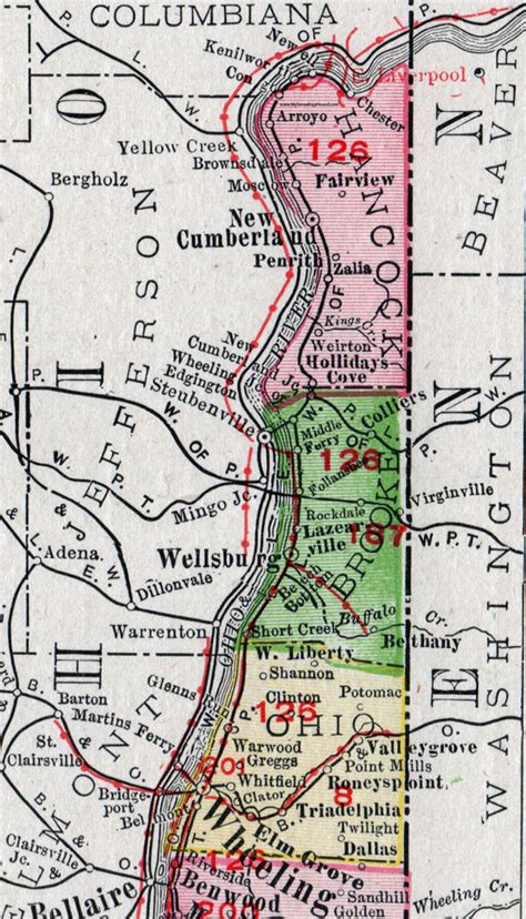 Hancock County, West Virginia 1911 Map by Rand McNally, New Cumberland, Weirton, Chester, WV