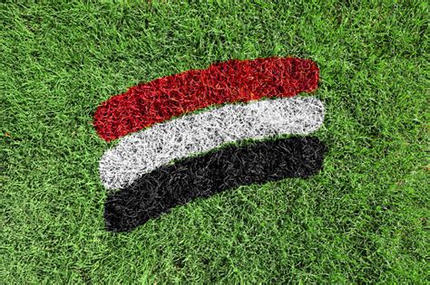 Yemen Flag Colors Painted On Grass Field Stock Photo - Download Image Now - Backgrounds, Black ...