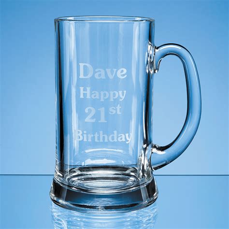 Engraved Two Pint Glass Tankard