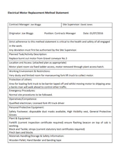 Electrical Method Statement