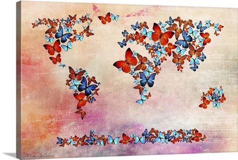 Butterfly map of the world Wall Art, Canvas Prints, Framed Prints, Wall ...