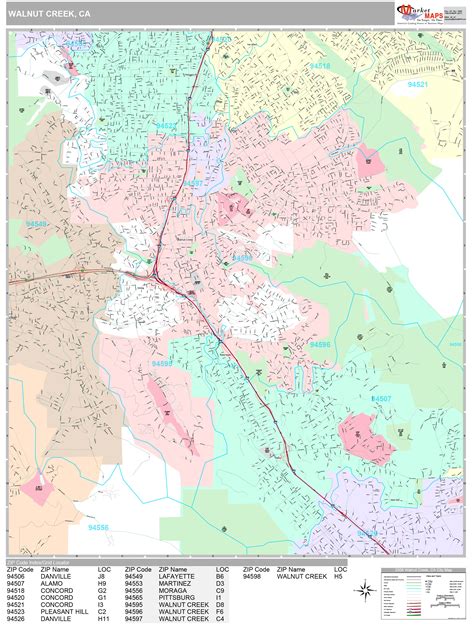 Walnut Creek California Wall Map (Premium Style) by MarketMAPS